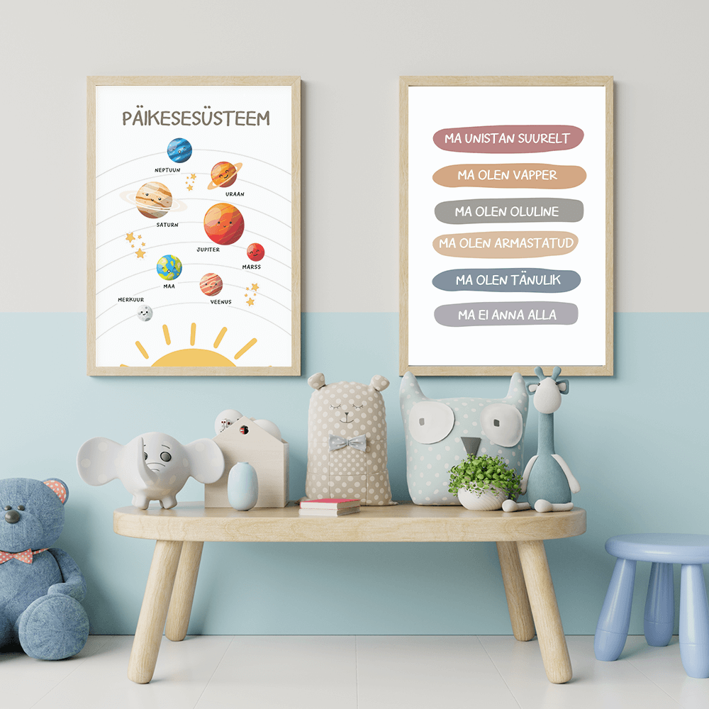 SUPER-KOMPLEKT: 43 harivat, motiveerivat ja inspireerivat plakatit lapse toa seinale!