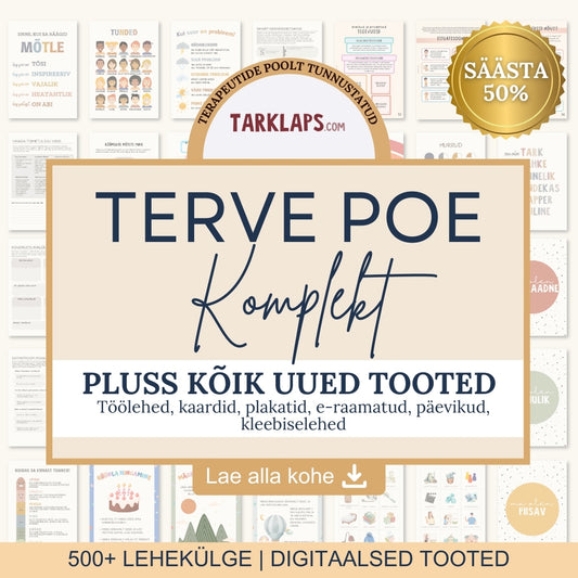 TERVE POE Komplekt: Kõik tarklaps.com tooted (500+ plakatit, kaarti ja töölehte)