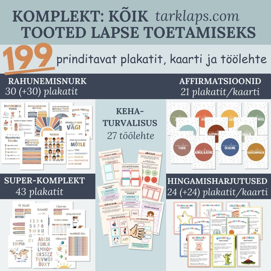 POE KOMPLEKT: Kõik tarklaps.com tooted (199 plakatit, kaarti ja töölehte)